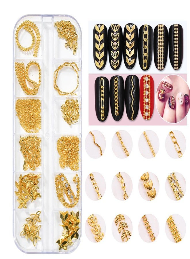 JERCLITY 2 Boxes - 36 Strips Multi-Color and Gold Metal 3D Nail Chains for Nail Art - Punk Nail Charms, Colorful Chains for Nails - Image 2